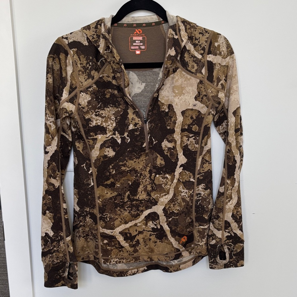 First Lite Kiln Merino Wool 250 Long Sleeve Shirt with Hood (midweight hoody)